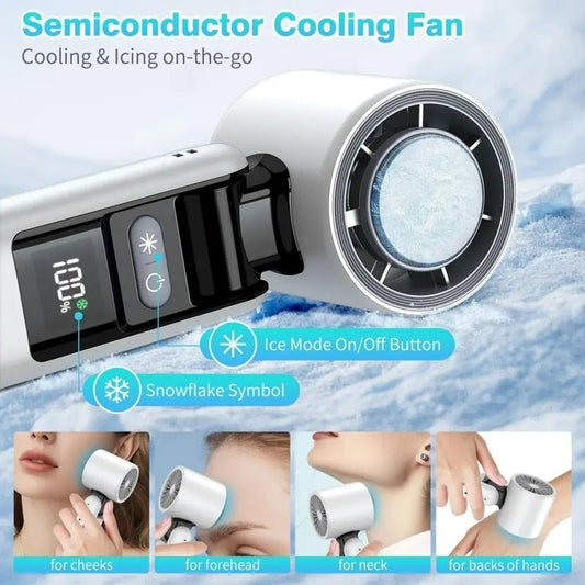 🌞Summer Hot Sale 50% OFF Ends Tonight❄️Multifunction Portable Handheld Turbo Ice-Cooling Fan | AC-Like Gel Pad Tech, 5 Gears