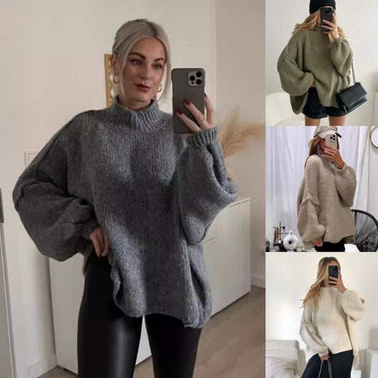 🍁Autumn Special-Sale 60% off-Women's Warm Mock Neck Loose Fit Sweater🧶Chic, Comfortable & Made for Every Occasion