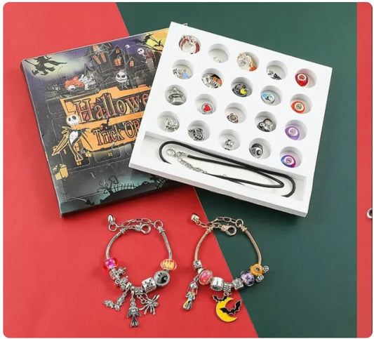 👻Gift Idea Blowout Sale-50% off🎃🎅2025 Christmas/Halloween DIY 24 Days Countdown Calendar Bracelets Set