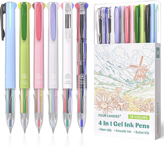 ⏳Last Day 50%OFF-Buy More Save More🎨🖊6 PCS Multi-Color Pen, 0.5mm Color Pen, 4-in-1 Multi-Color Ink Pen