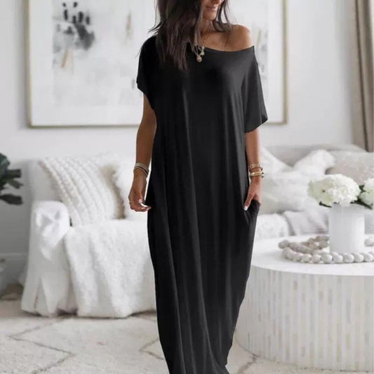 🔥Last Day Special 49% OFF💃Women's Off-Shoulder Batwing Sleeve Maxi Lounge Dress