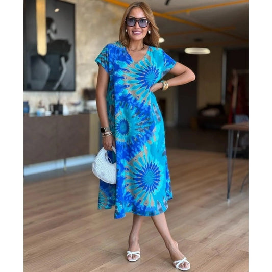 ⏳Time-limited Special 60%OFF⏰Women's Casual V-Neck Printed Maxi Dress