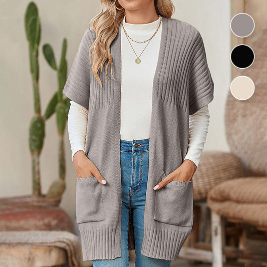 🔥Early Autumn Sales 60%OFF💝✨Women's Short Sleeve Pleated Lightweight Open Front Cardigan