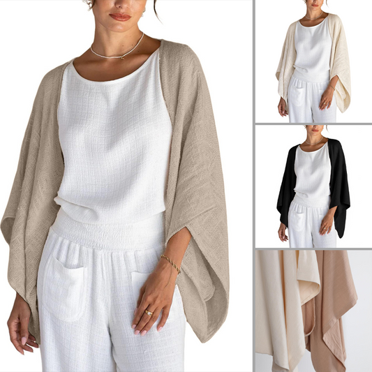 💖 Special Price £13.99🔥Last 3 Hours!!💝Women's Linen Cardigan 3/4 Sleeve Open Front Loose Cover Ups Lightweight Shrug