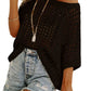 💥This Week's Special Price 60% OFF💥Womens Summer Scoop Neck ShortSleeve Sweater Casual Crochet Hollow Out Knit Top