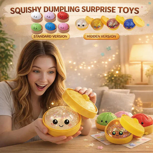 🥟LAST DAY SALE 60% OFF🥰50K+ SOLD🥰Glitter Dumpling Squishy Steamer Blind Box Surprise Squeeze Fun