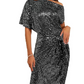 💃70% OFF!!!-Ready for Christmas's Party!!!🎅🎉Women's Sparkly One-Shoulder Ruched Dress