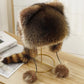 🎅Christmas Gift idea ￡10.99!! 🎁 Raccoon Tail Fur Parent-Child Plush Hat