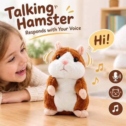 🐹 Last Day Special Price £9.99! Free Shipping！✨Talking Hamster Plush – repeats whatever you say, auto head-shaking, hilarious fun for kids & adults