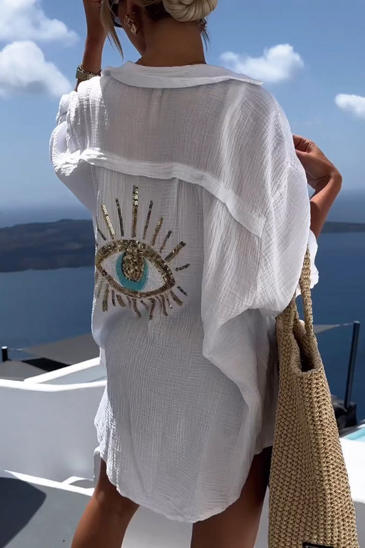 🌷Meet Summer-50% OFF Ends Tonight🍃Evil Eye Casual Sequin Beaded Shirt