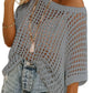 💥This Week's Special Price 60% OFF💥Womens Summer Scoop Neck ShortSleeve Sweater Casual Crochet Hollow Out Knit Top