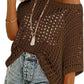 💥This Week's Special Price 60% OFF💥Womens Summer Scoop Neck ShortSleeve Sweater Casual Crochet Hollow Out Knit Top
