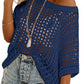 💥This Week's Special Price 60% OFF💥Womens Summer Scoop Neck ShortSleeve Sweater Casual Crochet Hollow Out Knit Top