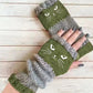 ⚡Christmas Gift idea ￡8.99!! 🔥Warm and Cuddly🧤Women's Knitted Fingerless Gloves with Cute Cat Pattern🐱