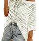 💥This Week's Special Price 60% OFF💥Womens Summer Scoop Neck ShortSleeve Sweater Casual Crochet Hollow Out Knit Top