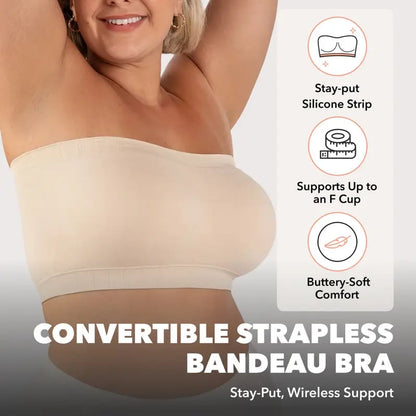 💓Last Day Special Price £10.99!!🤩🔥Convertible Strapless Bandeau Bra with Wireless Comfort, Anti-Slip Grip & Removable Straps