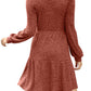 🍂2025 Autumn New Style 60% OFF⏰Women's Square Neck Lantern Sleeve Ribbed Dress|Glow in Autumnal Elegance!🍁