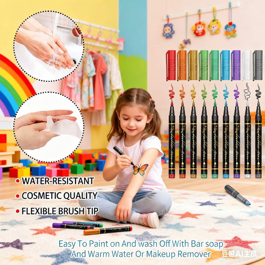 🌈⏳Last Day Special Price ￡7.99!!🎨Temporary Tattoo Markers for Skin👍✨Perfect For Unique Body Art🔥