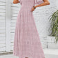 🌷Early Summer Sale-50% Off🌸2026 Summer Casual Floral Print Short Flutter Sleeve Crew Neck Smocked High Waist Flowy Maxi Dress