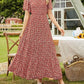 🌷Early Summer Sale-50% Off🌸2026 Summer Casual Floral Print Short Flutter Sleeve Crew Neck Smocked High Waist Flowy Maxi Dress