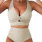 👙👙2025 New Type ~50%OFF Only Today⏳Textured Knot-Front High-Waisted Bikini Set