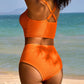 💥LAST DAY SALE 70%OFF👙Textured Knot-Front High-Waisted Bikini Set
