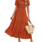 🌷Early Summer Sale-50% Off🌸2026 Summer Casual Floral Print Short Flutter Sleeve Crew Neck Smocked High Waist Flowy Maxi Dress