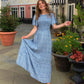 🌷Early Summer Sale-50% Off🌸2026 Summer Casual Floral Print Short Flutter Sleeve Crew Neck Smocked High Waist Flowy Maxi Dress
