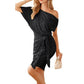 💃70% OFF!!!-Ready for Christmas's Party!!!🎅🎉Women's Sparkly One-Shoulder Ruched Dress