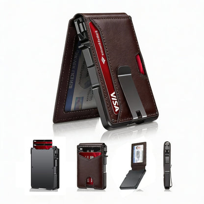 💼Last Day Promotion 50% OFF🔒Premium Aluminum RFID Blocking Minimalist Wallet for Men — Pop-Up Card Access