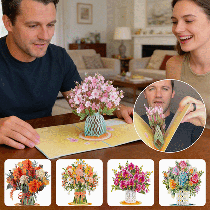 🏆Last Day Special Price ￡8.99!!💐2-in-1 Gift & Décor for Every Moment🌸3D Flower Bouquet Pop Up Card