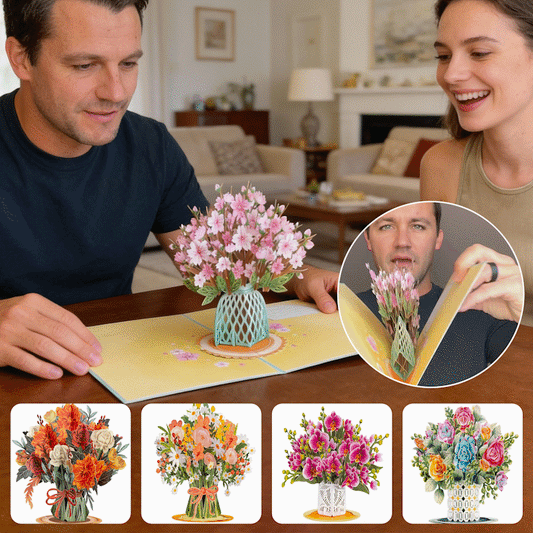 🏆Last Day Special Price ￡8.99!!💐2-in-1 Gift & Décor for Every Moment🌸3D Flower Bouquet Pop Up Card