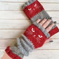 ⚡Christmas Gift idea ￡8.99!! 🔥Warm and Cuddly🧤Women's Knitted Fingerless Gloves with Cute Cat Pattern🐱