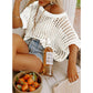 💥This Week's Special Price 60% OFF💥Womens Summer Scoop Neck ShortSleeve Sweater Casual Crochet Hollow Out Knit Top