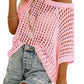 💥This Week's Special Price 60% OFF💥Womens Summer Scoop Neck ShortSleeve Sweater Casual Crochet Hollow Out Knit Top