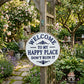 🏡Final Hours Flash Sale ￡7.99!!⏰Vintage Round Metal Sign – “Welcome to My Happy Place Don’t Ruin It” Garden Wall Decor