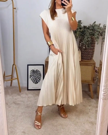 🍃End of Summer Sale-60%OFF💗Sleeveless Pleated Simple Solid Color Dress✨Chic, Comfortable & Made for Every Occasion