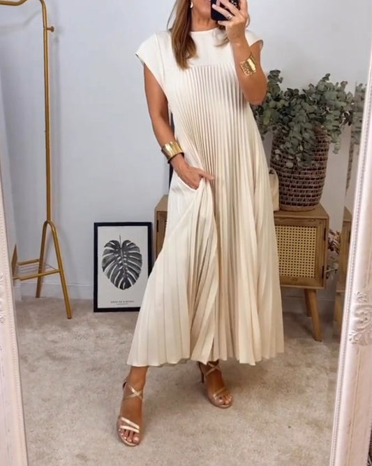 🍃End of Summer Sale-60%OFF💗Sleeveless Pleated Simple Solid Color Dress✨Chic, Comfortable & Made for Every Occasion