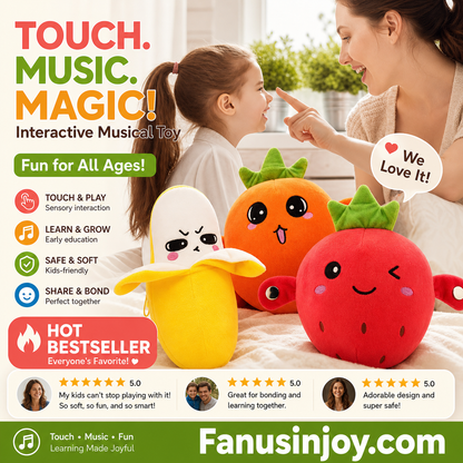 🍌Final Hours Flash Sale ￡13.99!!⚡🍓Give him a joyful childhood！🎶Fruit Sensor Beat Interactive Doll