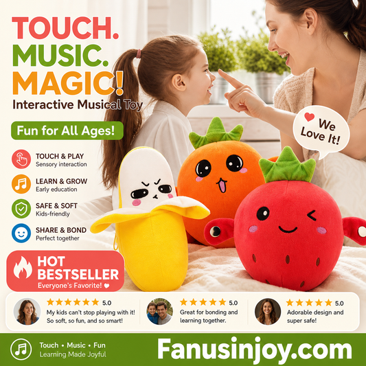 🍌Final Hours Flash Sale ￡13.99!!⚡🍓Give him a joyful childhood！🎶Fruit Sensor Beat Interactive Doll
