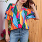 🌸Summer Hot Sale - ONLY ￡14.99!!⏰Floral V-neck Puff Sleeve Blouse For Women🌺