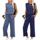 🔥Last Day Sale 50%OFF👚2025 New Women's  Sleeveless Top & Wide-Leg Pants 2-Piece Set