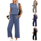 🔥Last Day Sale 50%OFF👚2025 New Women's  Sleeveless Top & Wide-Leg Pants 2-Piece Set