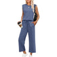 🔥Last Day Sale 50%OFF👚2025 New Women's  Sleeveless Top & Wide-Leg Pants 2-Piece Set