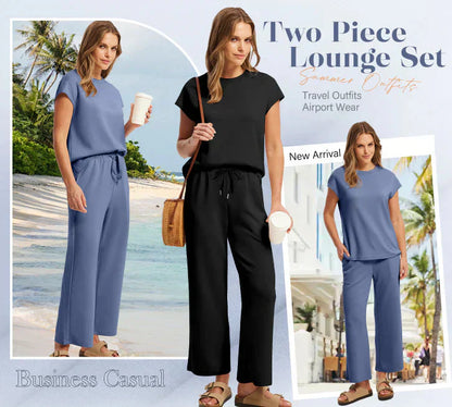 🔥Last Day Sale 50%OFF👚2025 New Women's  Sleeveless Top & Wide-Leg Pants 2-Piece Set