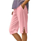 💗LAST DAY SALE 60% OFF⚡50K+ SOLD💕Women's Casual Solid Color Pocket Capri Pants