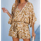 🔥Limited Sale 60% OFF💝✨Women's Summer Casual V-Neck Printed Jumpsuit with Waist Tie and Dolman Sleeves