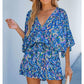 🔥Limited Sale 60% OFF💝✨Women's Summer Casual V-Neck Printed Jumpsuit with Waist Tie and Dolman Sleeves