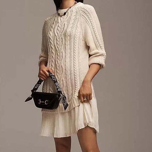 🍁Autumn Special-Sale 60% off💗2025 Women's Cable-Knit Mini Sweater Dress🧶Chic, Comfortable & Made for Every Occasion