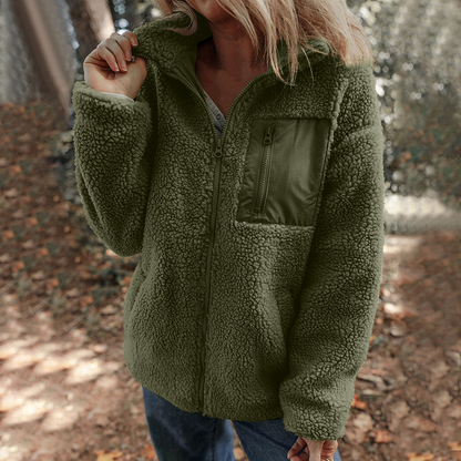 🎉⏳Time-Limited Special 70% Off🌹Women’s Warm Zip-Up Coat with Chest Pocket